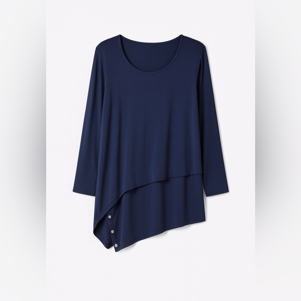 ALISON SHERI | Navy Blue Asymmetrical Hem Women's Top